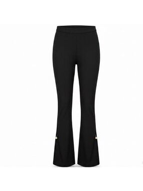 Petite Studio Womens Black Flared Pants Pearl Embellishments Sz XS